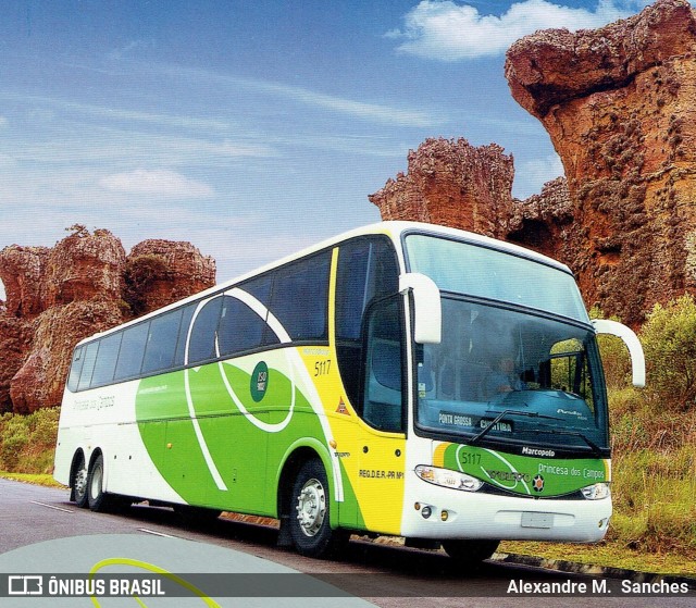 Expresso Princesa dos Campos 5117 na cidade de Ponta Grossa, Paraná, Brasil, por Alexandre M.  Sanches. Número da foto: #6504067.