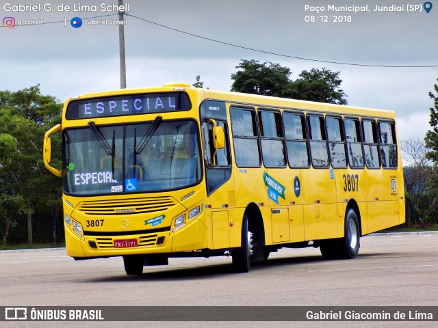 Auto Ônibus Três Irmãos 3807 na cidade de Jundiaí, São Paulo, Brasil, por Gabriel Giacomin de Lima. Número da foto: #6507818.