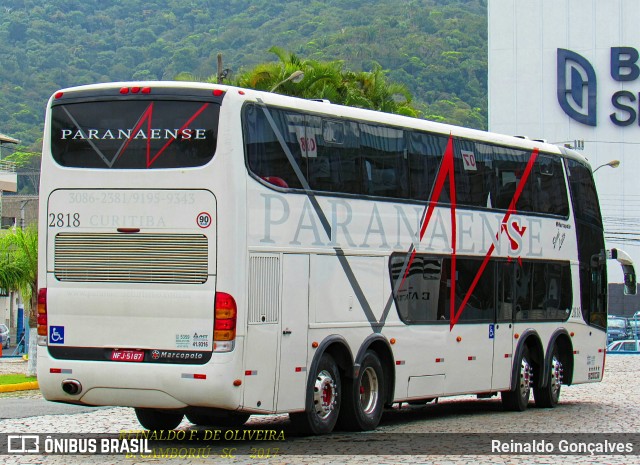 Paranaense Turismo 2818 na cidade de Balneário Camboriú, Santa Catarina, Brasil, por Reinaldo Gonçalves. Número da foto: #6507848.
