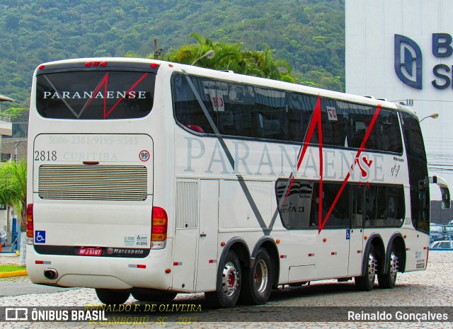 Paranaense Turismo 2818 na cidade de Balneário Camboriú, Santa Catarina, Brasil, por Reinaldo Gonçalves. ID da foto: 6507848.