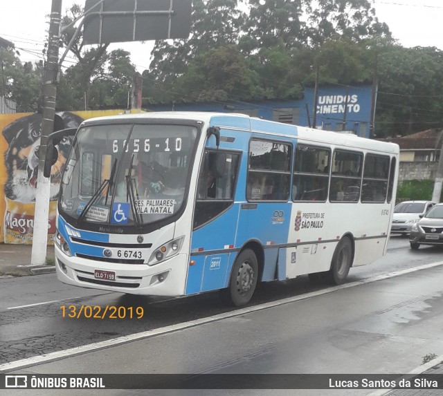 Transwolff Transportes e Turismo 6 6743 na cidade de São Paulo, São Paulo, Brasil, por Lucas Santos da Silva. ID da foto: 6508158.