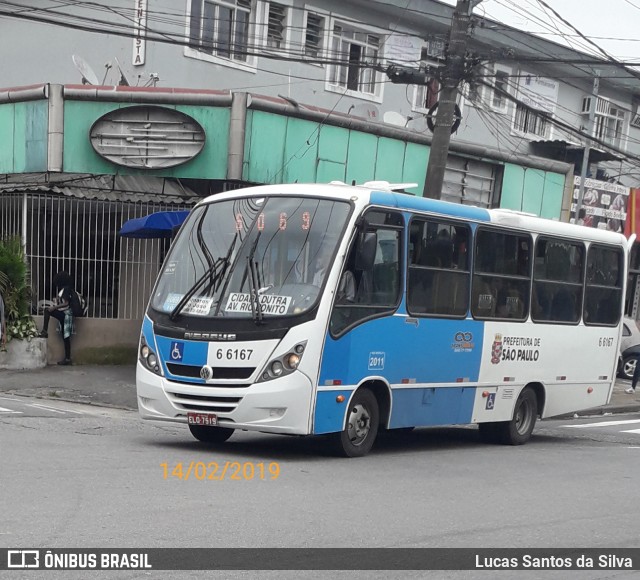 Transwolff Transportes e Turismo 6 6167 na cidade de São Paulo, São Paulo, Brasil, por Lucas Santos da Silva. Número da foto: #6510085.