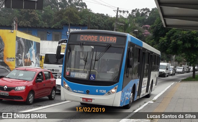 Viação Cidade Dutra 6 1136 na cidade de São Paulo, São Paulo, Brasil, por Lucas Santos da Silva. Número da foto: #6514355.