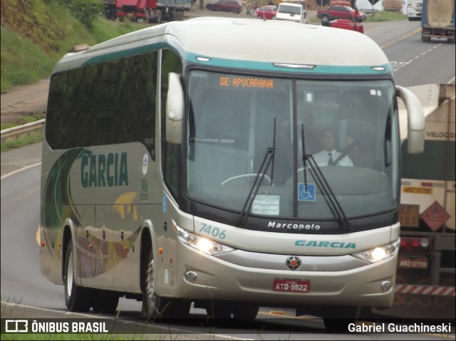 Viação Garcia 7406 na cidade de Imbaú, Paraná, Brasil, por Gabriel Guachineski. ID da foto: 6525142.