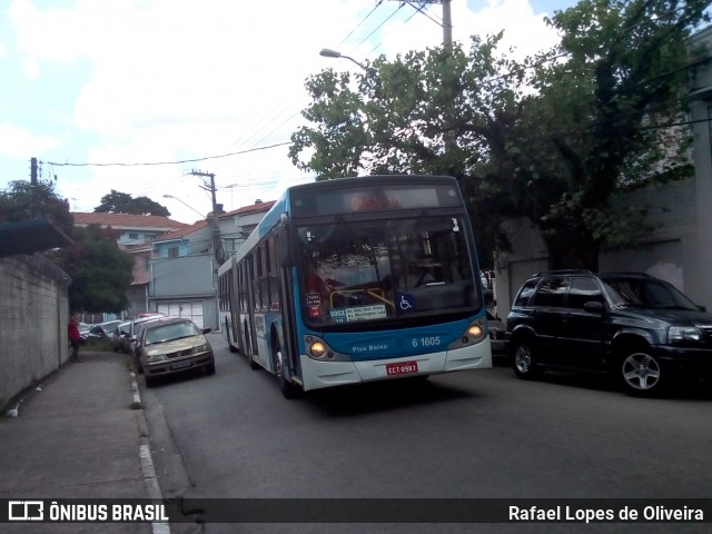 Viação Cidade Dutra 6 1605 na cidade de São Paulo, São Paulo, Brasil, por Rafael Lopes de Oliveira. ID da foto: 6530397.