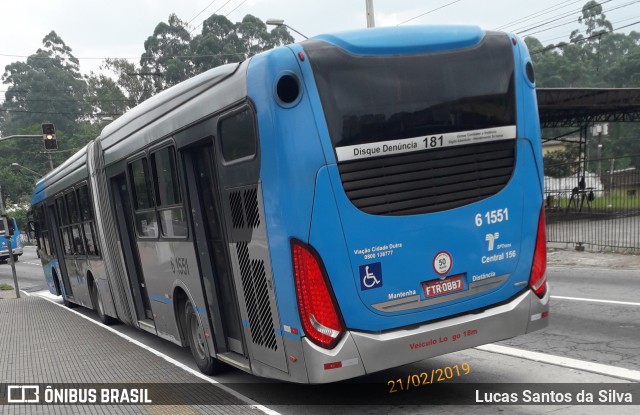 Viação Cidade Dutra 6 1551 na cidade de São Paulo, São Paulo, Brasil, por Lucas Santos da Silva. ID da foto: 6533548.