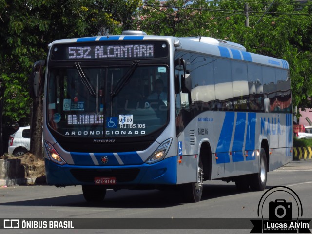 Viação Mauá RJ 185.105 na cidade de Niterói, Rio de Janeiro, Brasil, por Lucas Alvim. Número da foto: #6536824.
