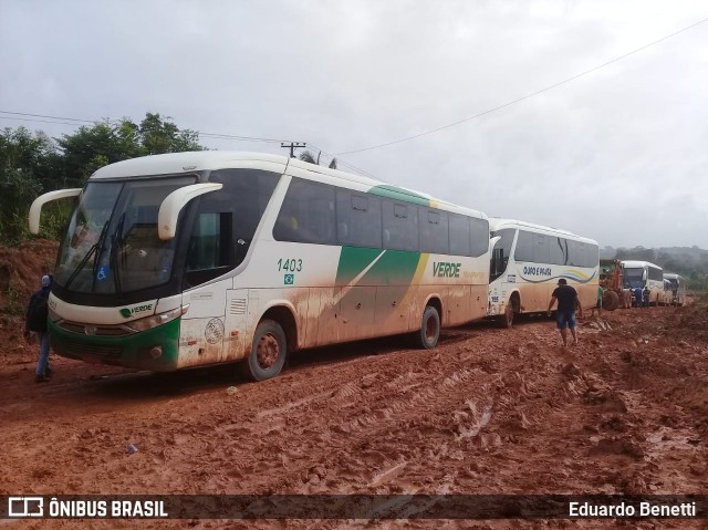 Verde Transportes 1403 na cidade de Rurópolis, Pará, Brasil, por Eduardo Benetti . Número da foto: #6540167.
