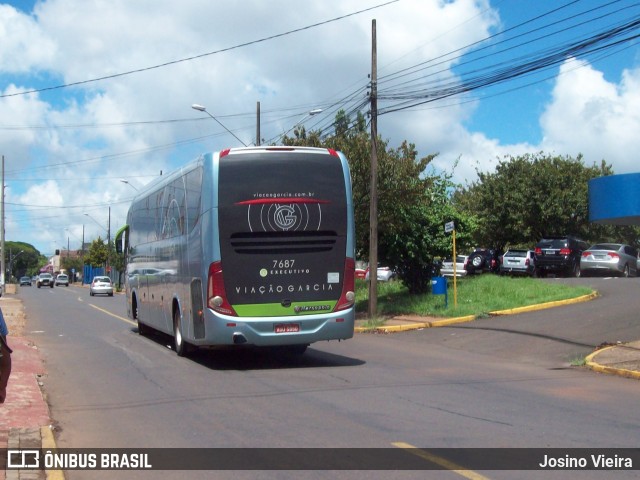 Viação Garcia 7687 na cidade de Apucarana, Paraná, Brasil, por Josino Vieira. ID da foto: 6483389.