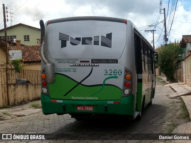 Turin Transportes 3260 na cidade de Ouro Preto, Minas Gerais, Brasil, por Daniel Gomes. ID da foto: 6565356.