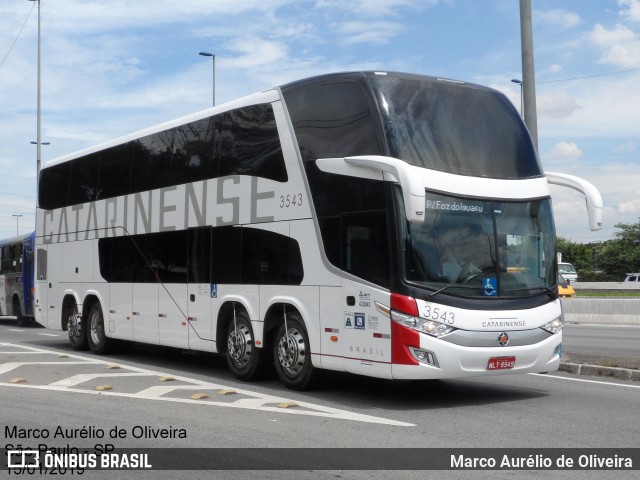 Auto Viação Catarinense 3543 na cidade de São Paulo, São Paulo, Brasil, por Marco Aurélio de Oliveira. ID da foto: 6570062.