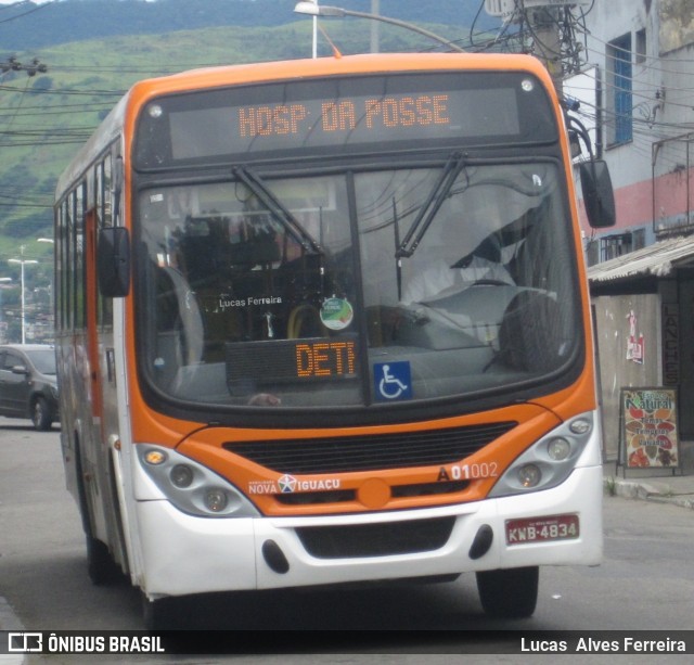 Viação São José A01002 na cidade de Nova Iguaçu, Rio de Janeiro, Brasil, por Lucas Alves Ferreira. ID da foto: 6573785.