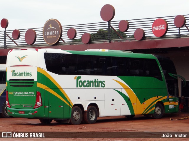 Tocantins Transportes e Turismo 3065 na cidade de Estreito, Maranhão, Brasil, por João Victor. ID da foto: 6573682.