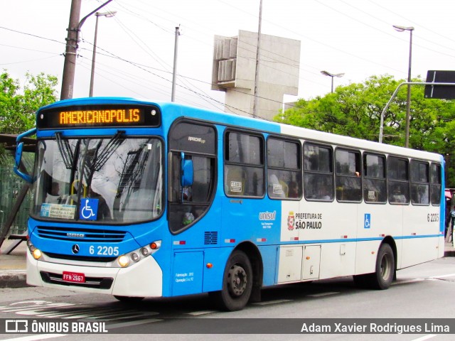 TUPI - Transportes Urbanos Piratininga 6 2205 na cidade de São Paulo, São Paulo, Brasil, por Adam Xavier Rodrigues Lima. ID da foto: 6577316.