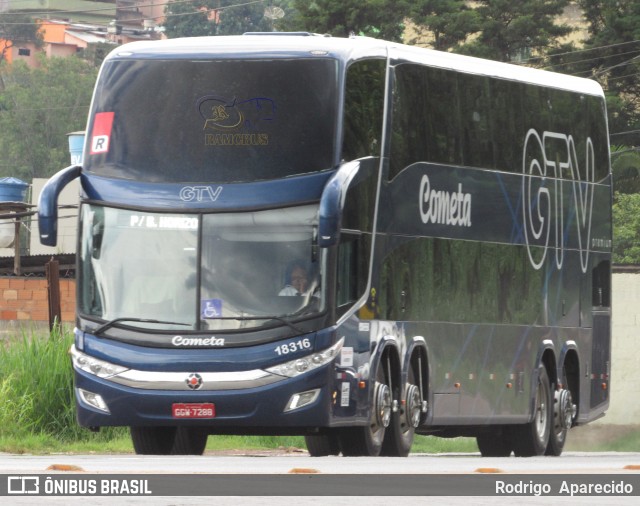 Viação Cometa 18316 na cidade de Conselheiro Lafaiete, Minas Gerais, Brasil, por Rodrigo  Aparecido. ID da foto: 6581529.