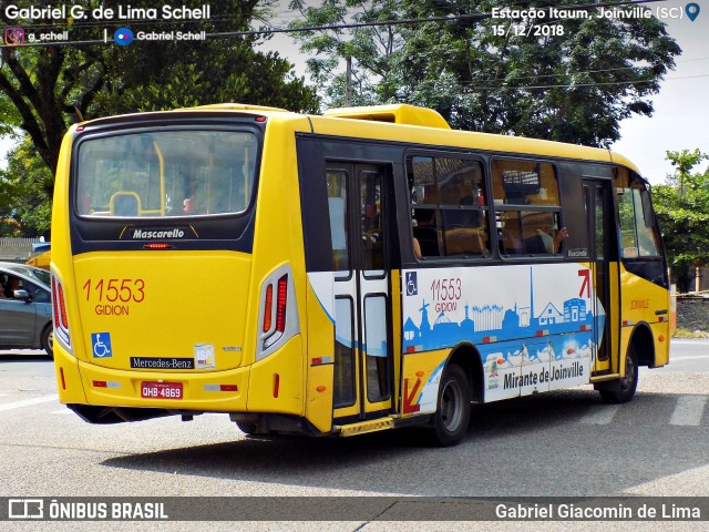 Gidion Transporte e Turismo 11553 na cidade de Joinville, Santa Catarina, Brasil, por Gabriel Giacomin de Lima. Número da foto: #6582276.