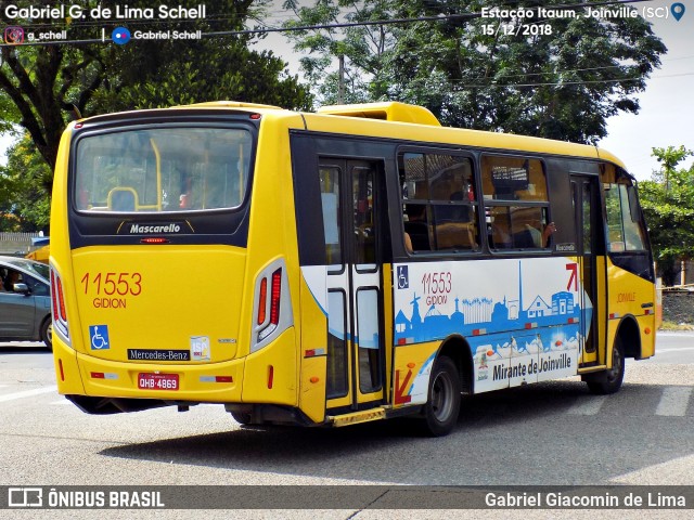 Gidion Transporte e Turismo 11553 na cidade de Joinville, Santa Catarina, Brasil, por Gabriel Giacomin de Lima. ID da foto: 6582276.