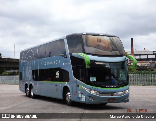 Viação Garcia 8631 na cidade de Curitiba, Paraná, Brasil, por Marco Aurélio de Oliveira. Número da foto: #6584098.