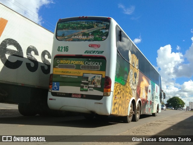 Eucatur - Empresa União Cascavel de Transportes e Turismo 4216 na cidade de Ji-Paraná, Rondônia, Brasil, por Gian Lucas  Santana Zardo. ID da foto: 6585911.