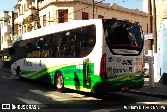 Viação Piracicabana Santos 4490 na cidade de Santos, São Paulo, Brasil, por William Bispo da Silva. ID da foto: 6597323.