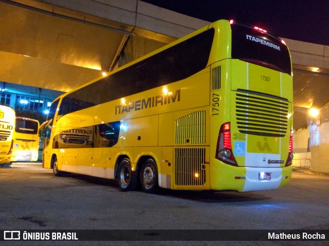 Viação Itapemirim 17507 na cidade de Belo Horizonte, Minas Gerais, Brasil, por Matheus Rocha. Número da foto: #6598729.