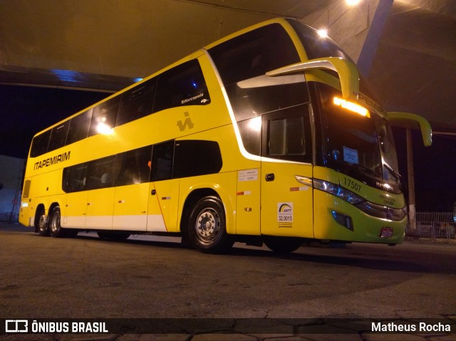 Viação Itapemirim 17507 na cidade de Belo Horizonte, Minas Gerais, Brasil, por Matheus Rocha. Número da foto: #6600551.