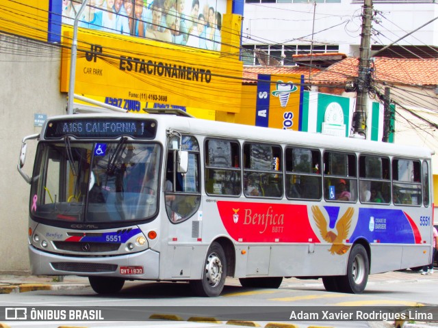 BBTT - Benfica Barueri Transporte e Turismo 5551 na cidade de Barueri, São Paulo, Brasil, por Adam Xavier Rodrigues Lima. ID da foto: 6602239.