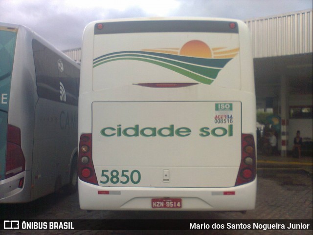 Viação Cidade Sol 5850 na cidade de Jequié, Bahia, Brasil, por Mario dos Santos Nogueira Junior. ID da foto: 6602260.