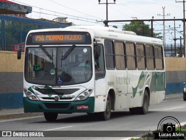 Viação Vila Rica RJ 206.061 na cidade de Mesquita, Rio de Janeiro, Brasil, por Lucas Alvim. ID da foto: 6608989.