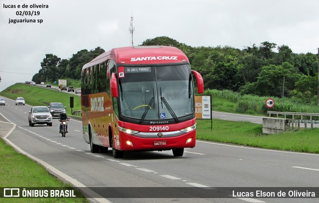 Viação Santa Cruz 209140 na cidade de Jaguariúna, São Paulo, Brasil, por Lucas Elson de Oliveira. ID da foto: 6611383.