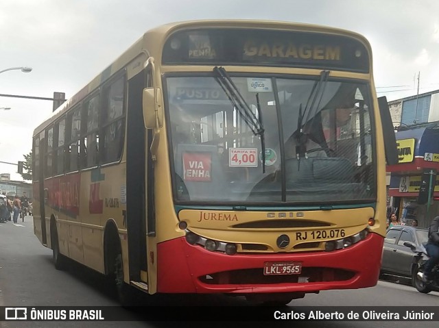 Auto Viação Jurema RJ 120.076 na cidade de Rio de Janeiro, Rio de Janeiro, Brasil, por Carlos Alberto de Oliveira Júnior. ID da foto: 6551976.