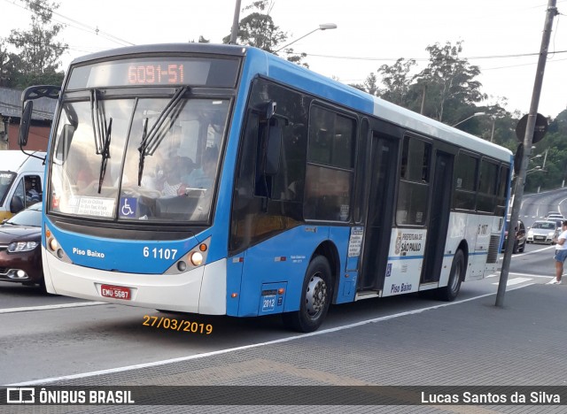 Viação Cidade Dutra 6 1107 na cidade de São Paulo, São Paulo, Brasil, por Lucas Santos da Silva. ID da foto: 6612129.