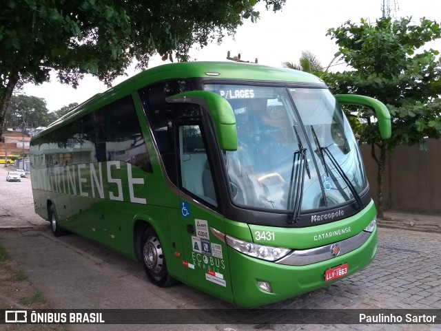 Auto Viação Catarinense 3431 na cidade de Joinville, Santa Catarina, Brasil, por Paulinho Sartor. ID da foto: 6639512.