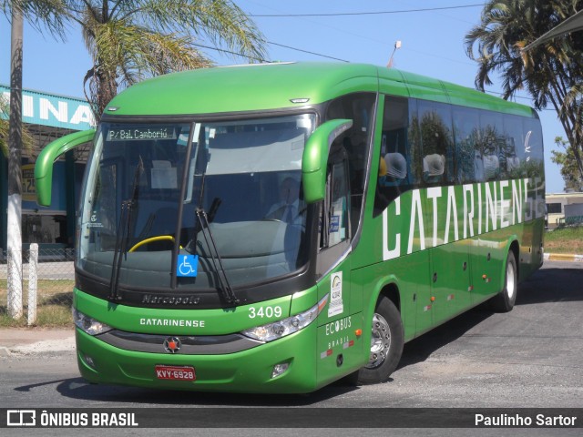 Auto Viação Catarinense 3409 na cidade de Balneário Camboriú, Santa Catarina, Brasil, por Paulinho Sartor. ID da foto: 6639485.