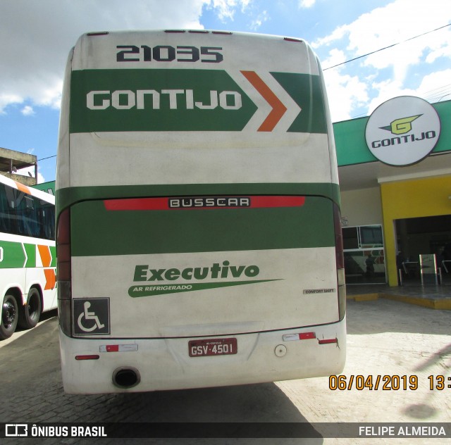 Empresa Gontijo de Transportes 21035 na cidade de Teixeira de Freitas, Bahia, Brasil, por FELIPE ALMEIDA. ID da foto: 6641671.