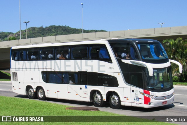 Auto Viação Catarinense 3402 na cidade de Florianópolis, Santa Catarina, Brasil, por Diego Lip. ID da foto: 6647224.