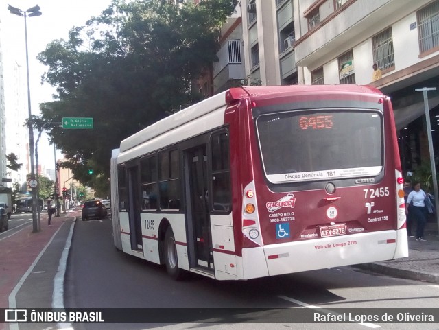Viação Campo Belo 7 2455 na cidade de São Paulo, São Paulo, Brasil, por Rafael Lopes de Oliveira. Número da foto: #6647539.