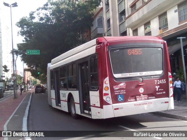 Viação Campo Belo 7 2455 na cidade de São Paulo, São Paulo, Brasil, por Rafael Lopes de Oliveira. ID da foto: 6647539.