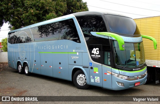 Viação Garcia 8401 na cidade de Foz do Iguaçu, Paraná, Brasil, por Vagner Valani. Número da foto: #6646890.