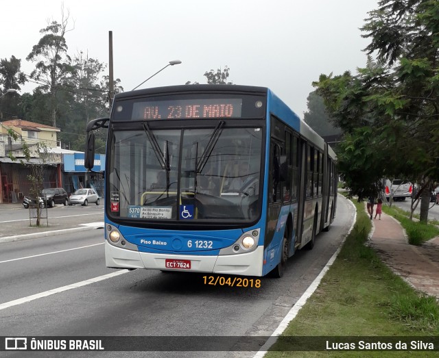 Viação Cidade Dutra 6 1232 na cidade de São Paulo, São Paulo, Brasil, por Lucas Santos da Silva. ID da foto: 6652032.