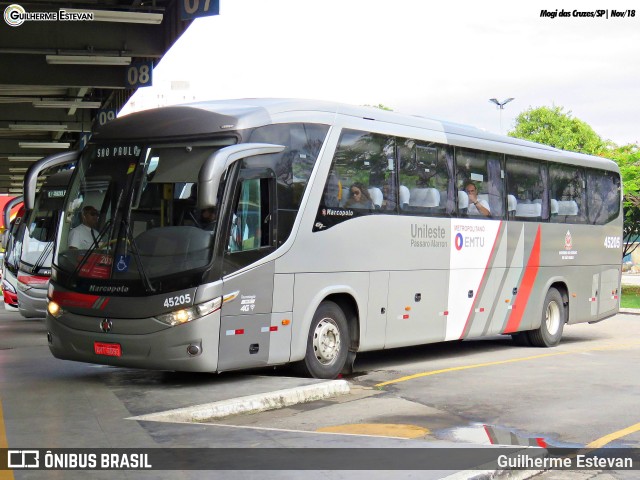 Empresa de Ônibus Pássaro Marron 45.205 na cidade de Mogi das Cruzes, São Paulo, Brasil, por Guilherme Estevan. ID da foto: 6654640.