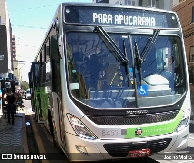 Viação Garcia 8455 na cidade de Apucarana, Paraná, Brasil, por Josino Vieira. ID da foto: 6653478.