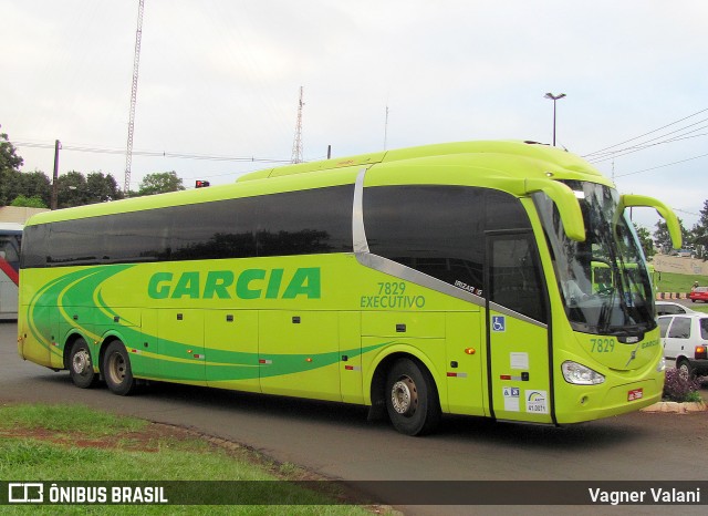 Viação Garcia 7829 na cidade de Foz do Iguaçu, Paraná, Brasil, por Vagner Valani. Número da foto: #6654026.
