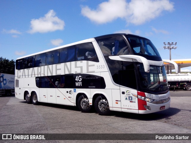 Auto Viação Catarinense 3533 na cidade de Sombrio, Santa Catarina, Brasil, por Paulinho Sartor. ID da foto: 6655884.