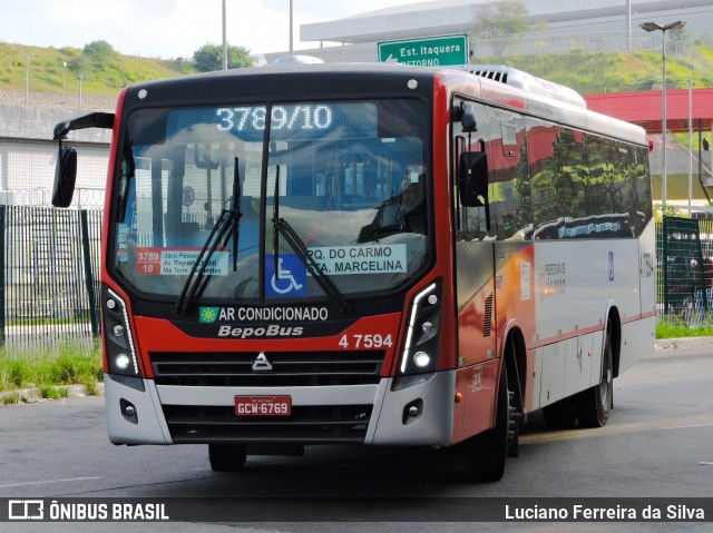 Pêssego Transportes 4 7594 na cidade de São Paulo, São Paulo, Brasil, por Luciano Ferreira da Silva. ID da foto: 6659218.