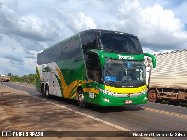 Tocantins Transportes e Turismo 3065 na cidade de Rio dos Bois, Tocantins, Brasil, por Gustavo Oliveira da Silva. ID da foto: 6664972.