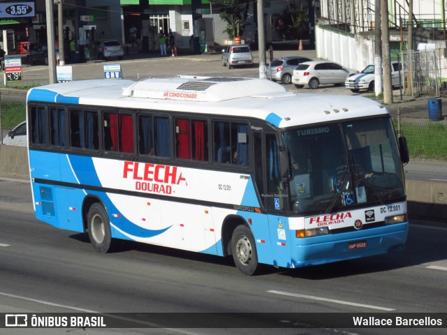 Flecha Dourada DC 12.001 na cidade de Duque de Caxias, Rio de Janeiro, Brasil, por Wallace Barcellos. ID da foto: 6664874.