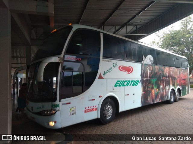 Eucatur - Empresa União Cascavel de Transportes e Turismo 4206 na cidade de Ji-Paraná, Rondônia, Brasil, por Gian Lucas  Santana Zardo. ID da foto: 6614358.