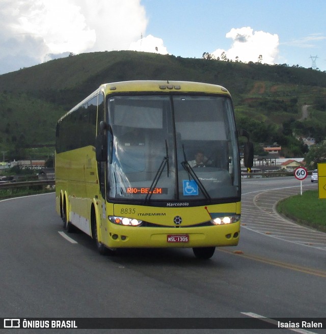 Viação Itapemirim 8835 na cidade de Santos Dumont, Minas Gerais, Brasil, por Isaias Ralen. ID da foto: 6667645.