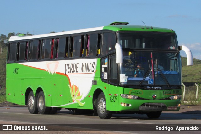 Viação Verde Minas 4907 na cidade de Conselheiro Lafaiete, Minas Gerais, Brasil, por Rodrigo  Aparecido. ID da foto: 6667532.